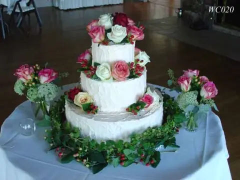 Wedding cake with ribbon detail